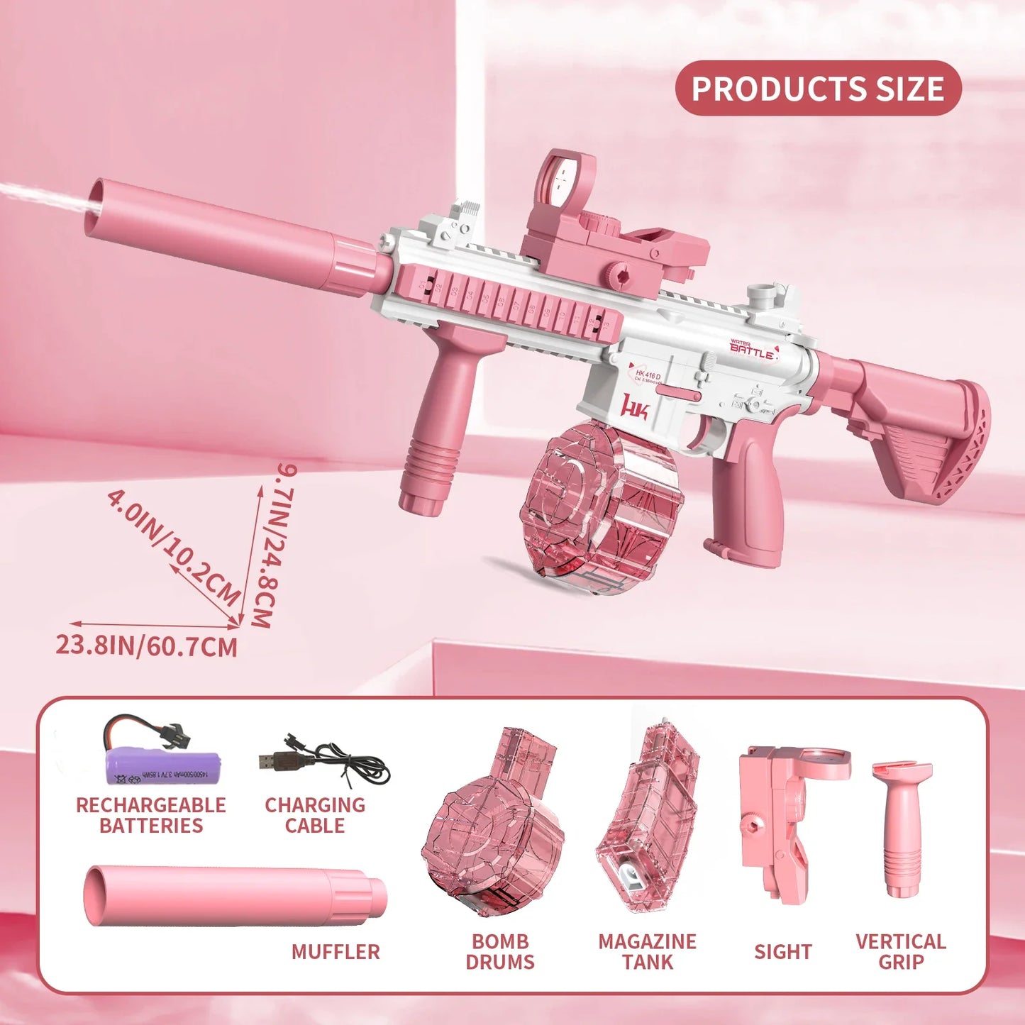 Elektryczny pistolet na wodę M416, automatyczny, duża pojemność