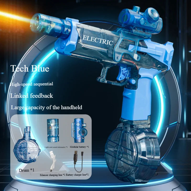 Nowy elektryczny pistolet na wodę, mocny, wysokociśnieniowy, z podświetleniem