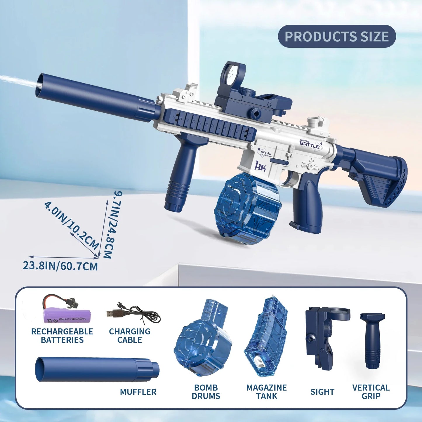 Elektryczny pistolet na wodę M416, automatyczny, duża pojemność