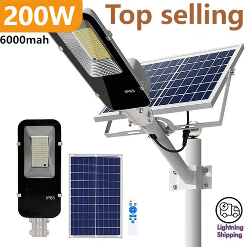 Mocna lampa solarna 200W, wodoodporna, 6000mAh, automatyczna