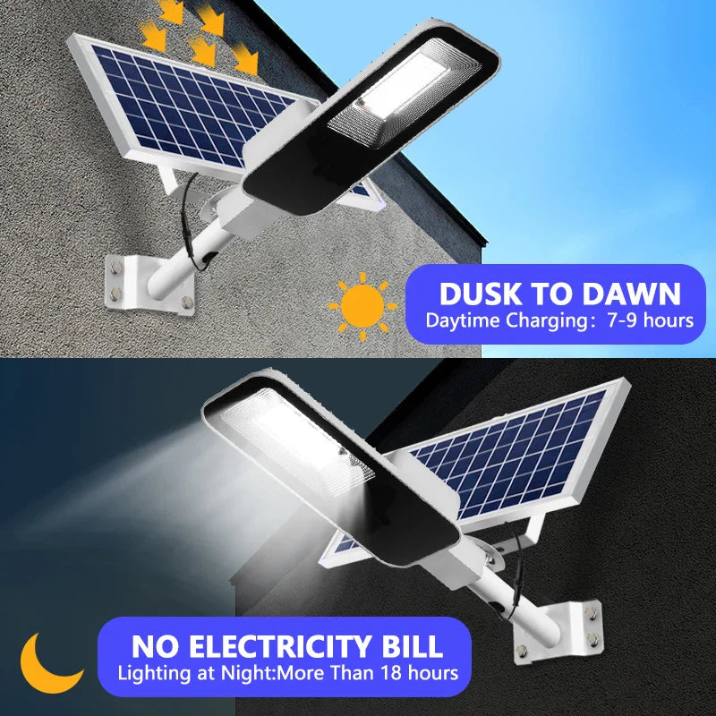 Mocna lampa solarna 200W, wodoodporna, 6000mAh, automatyczna