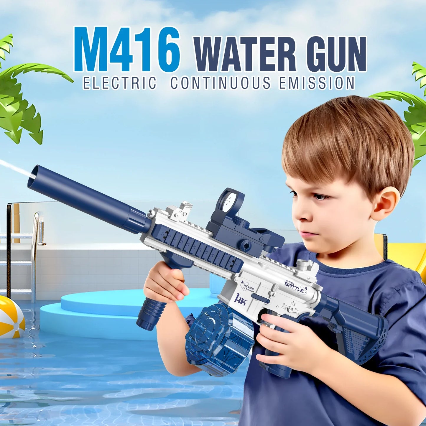Elektryczny pistolet na wodę M416, automatyczny, duża pojemność