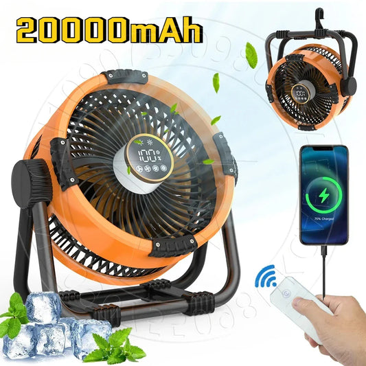 Przenośny wentylator 20000mAh z powerbankiem i sufitowym mocowaniem